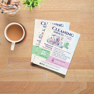 Schoonmaakdiensten - Watercolor illustratie Flyer