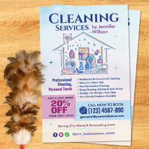 Schoonmaakdiensten - Watercolor illustratie Flyer