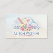 Schoonmaakdiensten - Waterverf Floral Visitekaartje (Voorkant)