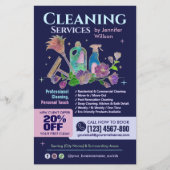 Schoonmaakdiensten - Waterverf illustratie Flyer (Voorkant)