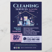 Schoonmaakdiensten - Waterverf illustratie Flyer (Voorkant)