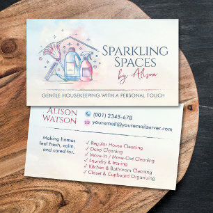 Schoonmaakdiensten - Waterverf ontwerp Bedrijf Visitekaartje