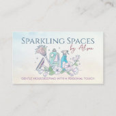 Schoonmaakdiensten - Waterverf stijl ontwerp Busin Visitekaartje (Voorkant)