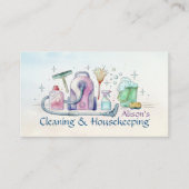 Schoonmaakdiensten - Waterverf stijl ontwerp Busin Visitekaartje (Voorkant)