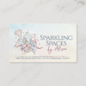 Schoonmaakdiensten - Waterverf stijl ontwerp Busin Visitekaartje (Voorkant)