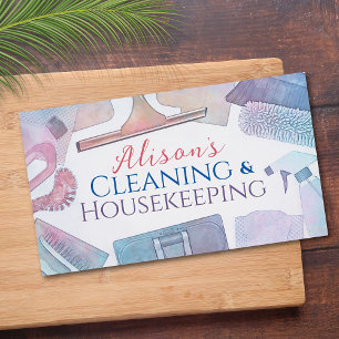 Schoonmaakdiensten - Waterverf stijl ontwerp Busin Visitekaartje