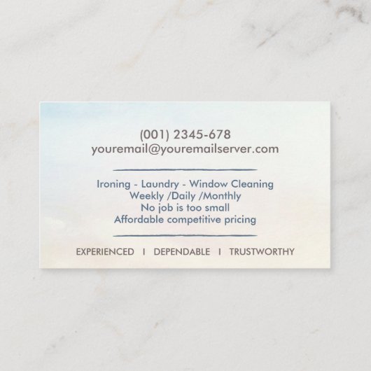 Schoonmaakdiensten - Waterverf stijl ontwerp Visitekaartje (Achterkant)