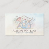 Schoonmaakdiensten - Waterverf stijl ontwerp Visitekaartje (Voorkant)