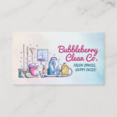 Schoonmaakdiensten - Waterverf stijl ontwerp Visitekaartje (Voorkant)