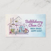 Schoonmaakdiensten - Waterverf stijl ontwerp Visitekaartje (Voorkant)