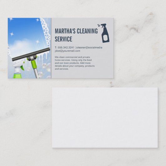 Schoonmaakdiensten | Window Squeegee en zeep Visitekaartje (Voorkant / Achterkant)