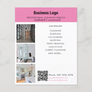 Schoonmaakdiensten Zakelijke promotionele QR-code Flyer