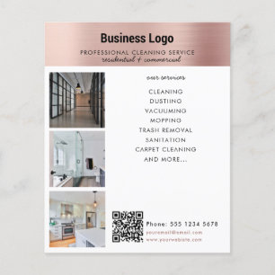 Schoonmaakdiensten Zakelijke promotionele QR-code Flyer