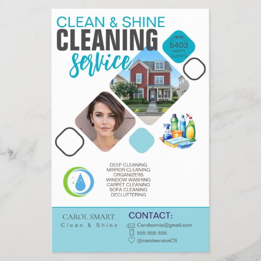 Schoonmaakflyer - Shine organiseer uw huis | Custo Flyer (Voorkant)