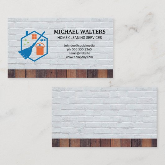 Schoonmaakgereedschap | Brick en hout Visitekaartje (Voorkant / Achterkant)