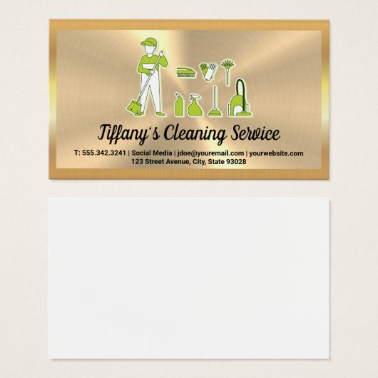 Schoonmaakgereedschap | Goud Visitekaartje (Voorkant /achterkant)
