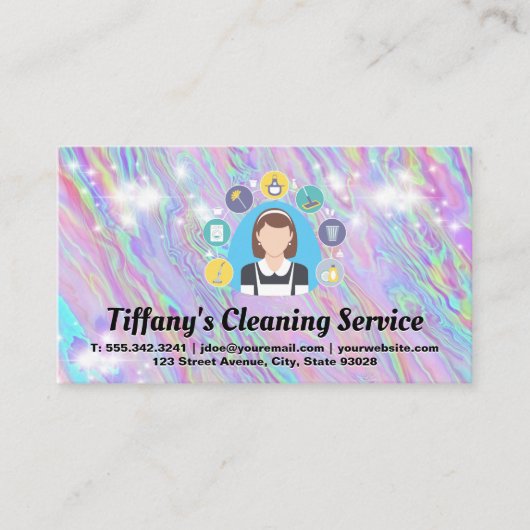 Schoonmaakgereedschap voor dienstmeisjes | Glans  Visitekaartje (Voorkant)