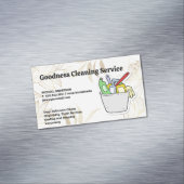 Schoonmaakgereedschap voor kamers in emmer magnetisch visitekaartje (Voorbeeld)