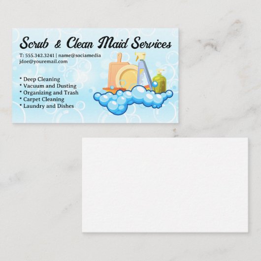 Schoonmaakgereedschap | Zeepbellen Visitekaartje (Voorkant / Achterkant)