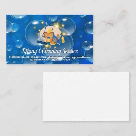 Schoonmaakgereedschap | Zeepbellen Visitekaartje (Voorkant / Achterkant)