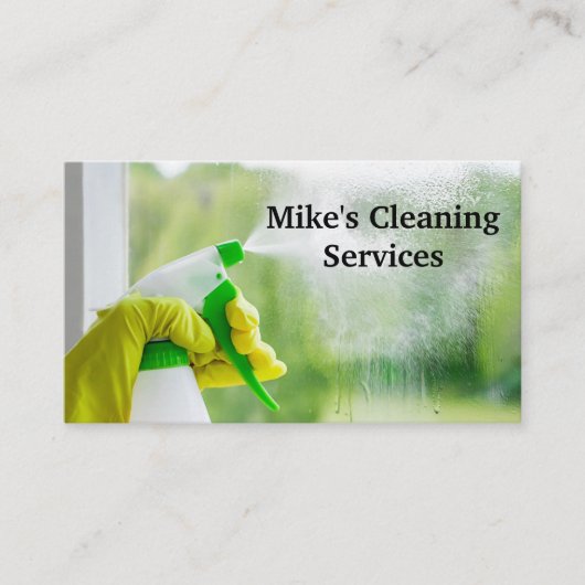 Schoonmaakglazen spuitbus visitekaartje (Voorkant)