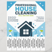 Schoonmaakhuis Blauwe Flyer met Afscheurtabbladen (Voorkant)