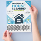 Schoonmaakhuis Blauwe Flyer met Afscheurtabbladen (Hand)