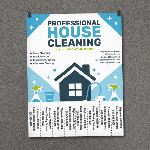 Schoonmaakhuis Blauwe Flyer met Afscheurtabbladen