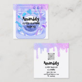 Schoonmaakhuis Kantoor Services Logo QR Code Zeep Vierkante Visitekaartje (Voorkant / Achterkant)