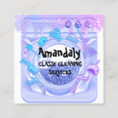 Schoonmaakhuis Kantoor Services Logo QR Code Zeep Vierkante Visitekaartje (Voorkant)