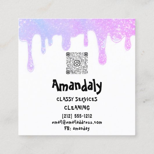 Schoonmaakhuis Kantoor Services Logo QR Code Zeep Vierkante Visitekaartje (Achterkant)