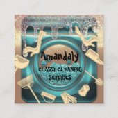 Schoonmaakhuis QR-code Stuurprogramma Gold Wasseri Vierkante Visitekaartje (Voorkant)