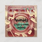 Schoonmaakhuis QR-code Zeep Gold Zeep Vierkante Visitekaartje (Voorkant)