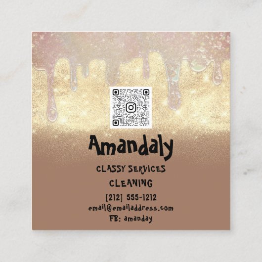 Schoonmaakhuis QR-code Zeep Gold Zeep Vierkante Visitekaartje (Achterkant)