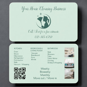 Schoonmaakhuis Schoonmaak Groene Foto's QR-code Visitekaartje
