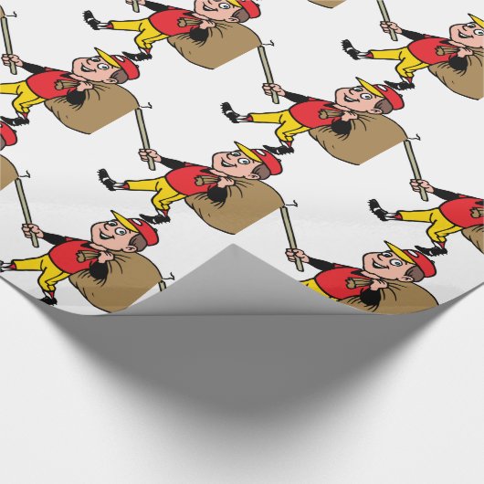 Schoonmaakjongen schetst goed kind cadeaupapier (Hoek)