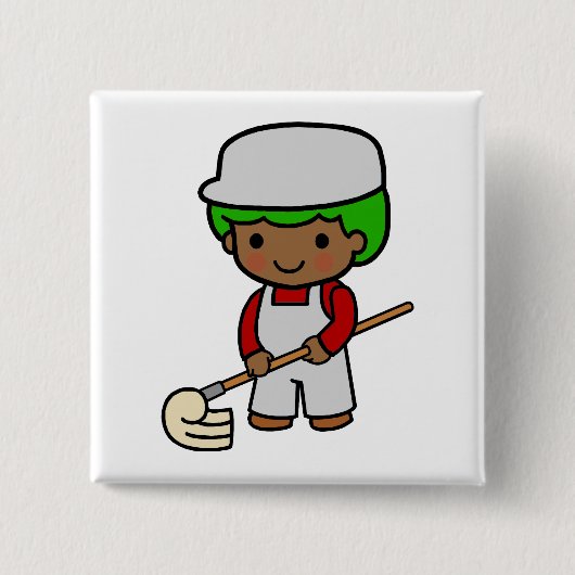 Schoonmaakjongen Vierkante Button 5,1 Cm (Voorkant)