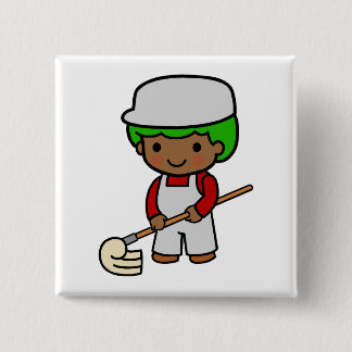 Schoonmaakjongen Vierkante Button 5,1 Cm
