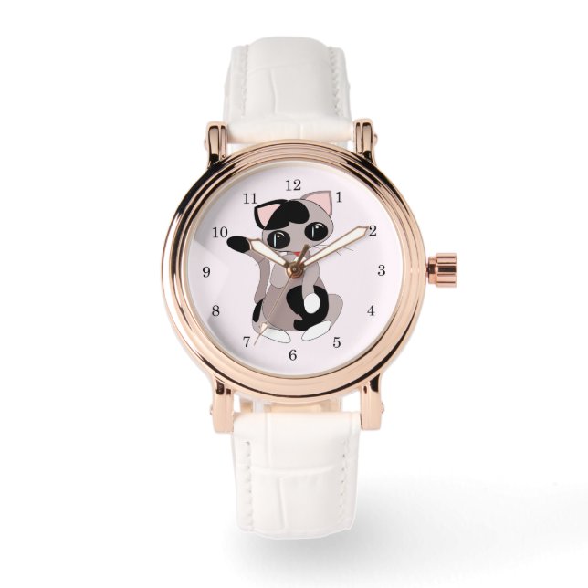 Schoonmaakkatwatch - Aanpasbaar Horloge (Voorkant)