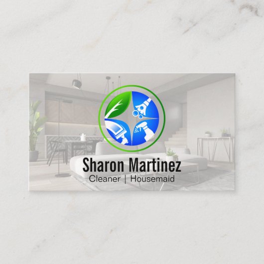 Schoonmaakmachine | Diensten van huisschoonmaakste Visitekaartje (Voorkant)