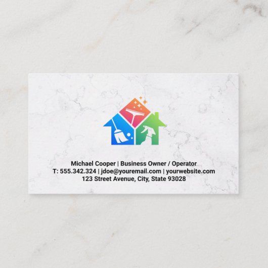 Schoonmaakmachine | Housenreinigingspictogrammen Visitekaartje (Achterkant)