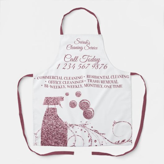 Schoonmaakmaden Janitorial, roze spoelroos Schort (Voorkant)