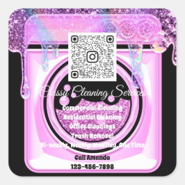 Schoonmaakmaid Housekeeper QRCode Logo Black Vierkante Sticker
