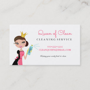 Schoonmaakmaid Service Brunette Character Crown Visitekaartje