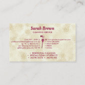 Schoonmaakmais Janitorial sparking Pink Gold Visitekaartje (Achterkant)