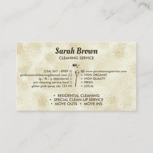 Schoonmaakmais Janitorial sparking sepia Visitekaartje (Achterkant)