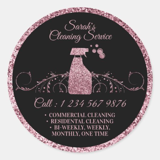 Schoonmaakmais Janitorial sparkle glitter roos gol Ronde Sticker (Voorkant)