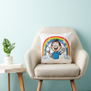 Schoonmaakmascotte Regenboog Cartoon Ontwerp Kunst Kussen