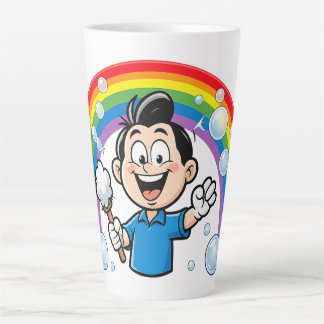 Schoonmaakmascotte Regenboog Cartoon Ontwerp Kunst Latte Mok