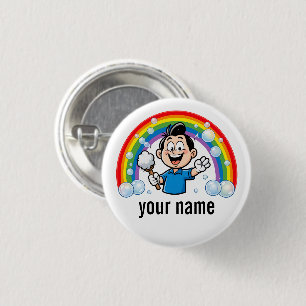 Schoonmaakmascotte Regenboog Cartoon Ontwerp Kunst Ronde Button 3,2 Cm
